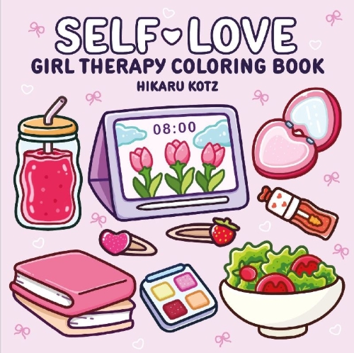 Buchcover und Innenansicht für das Buch: Self-Love: Girl Therapy Coloring Book