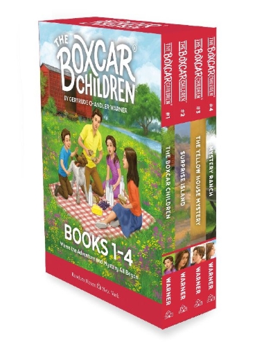 Buchcover und Innenansicht für das Buch: The Boxcar Children Mysteries Boxed Set 1-4