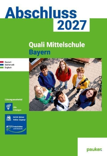 Buchcover und Innenansicht für das Buch: Quali 9 Mittelschule Bayern | pauker Lösungsband 2027