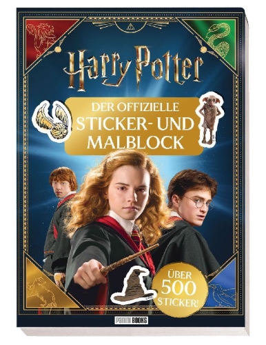 Buchcover und Innenansicht für das Buch: Harry Potter: Der offizielle Sticker- und Malblock