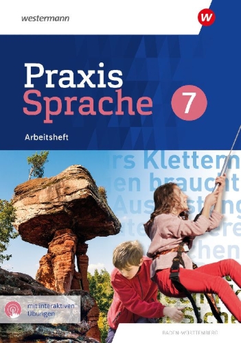 Buchcover und Innenansicht für das Buch: Praxis Sprache 7. Arbeitsheft mit interaktiven Übungen. Für Baden-Württemberg