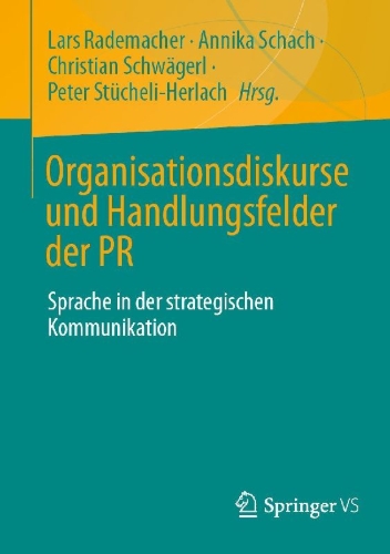 Buchcover und Innenansicht für das Buch: Organisationsdiskurse und Handlungsfelder der PR