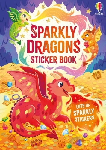 Buchcover und Innenansicht für das Buch: Sparkly Dragons Sticker Book
