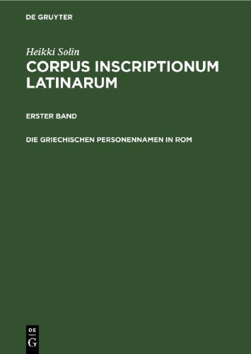 Buchcover und Innenansicht für das Buch: Die griechischen Personennamen in Rom