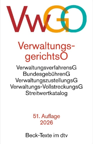 Buchcover und Innenansicht für das Buch: Verwaltungsgerichtsordnung, Verwaltungsverfahrensgesetz. VwGO