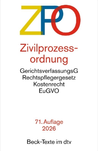 Buchcover und Innenansicht für das Buch: Zivilprozessordnung. ZPO